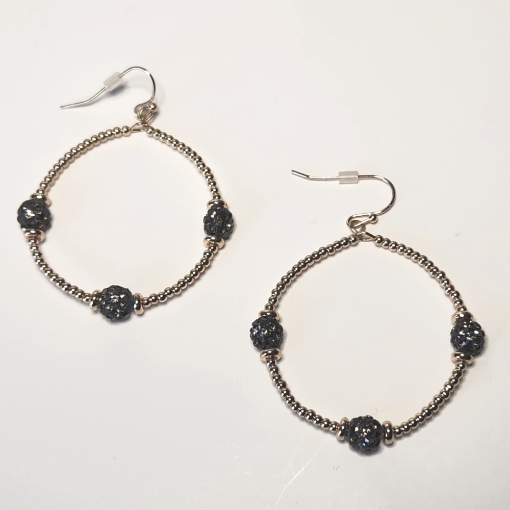 Hoop Earrings with smoke color beads